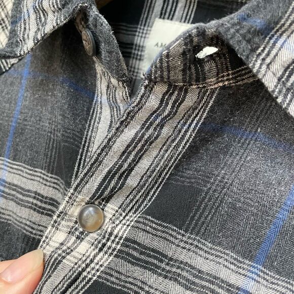 American Eagle Snap Front Plaid Western Style Shirt M - Picture 5 of 8